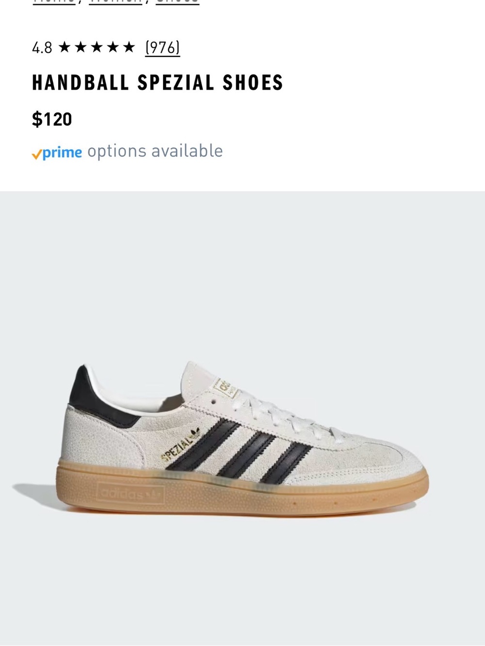 Adidas Handball Spezial Women’s Sneakers - White & Black- size 8.5